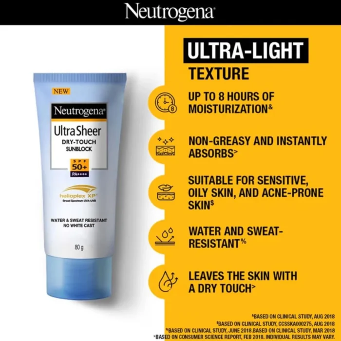Neutrogena Ultra Sheer Dry Touch Sunblock SPF 50+ 80g - Image 4
