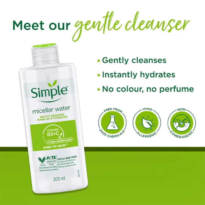 Simple Kind to Skin Micellar Cleansing Water 200ml - Image 2
