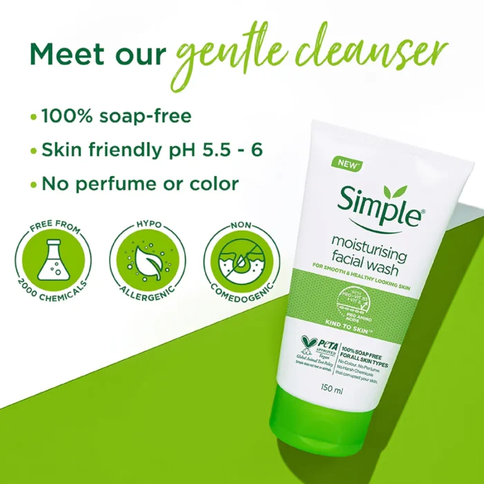 Simple Kind To Skin Moisturising Facial Wash 150ml - Image 3