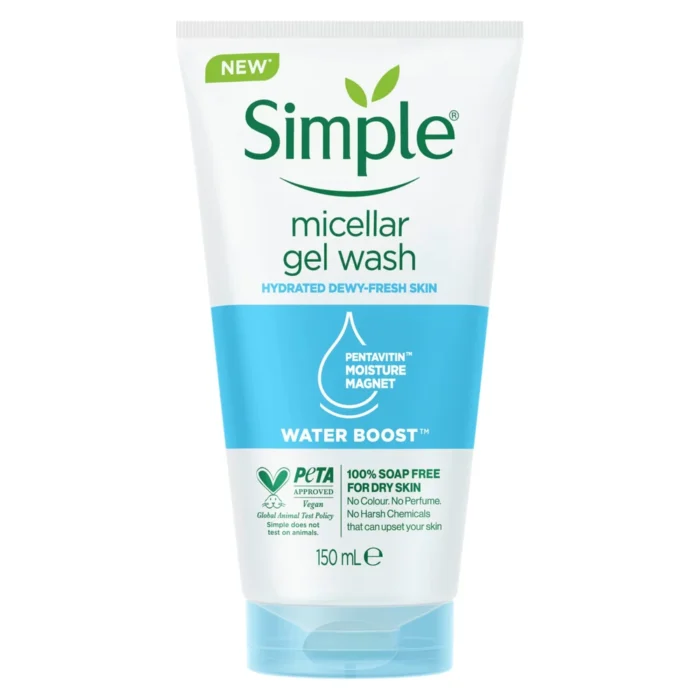 Simple Water Boost Micellar Gel Face Wash For Dry & Sensitive Skin 150ml - Image 1