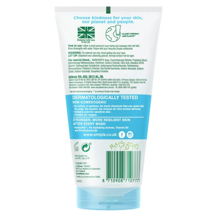 Simple Water Boost Micellar Gel Face Wash For Dry & Sensitive Skin 150ml - Image 7
