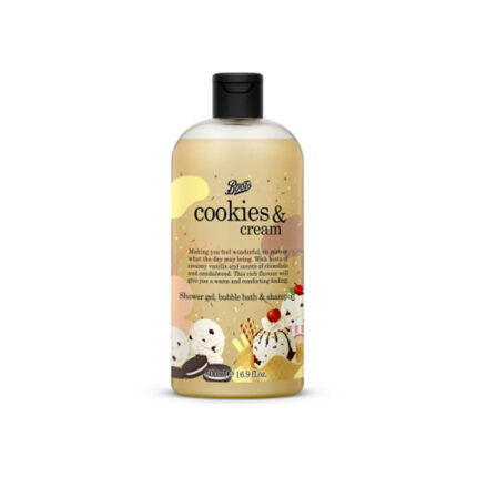 Boots Cookies & Cream Shower Gel, Bubble Bath & Shampoo 500ml