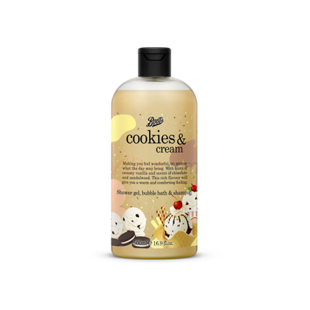 Boots Cookies & Cream Shower Gel, Bubble Bath & Shampoo 500ml Boots Cookies & Cream Shower Gel, Bubble Bath & Shampoo 500ml