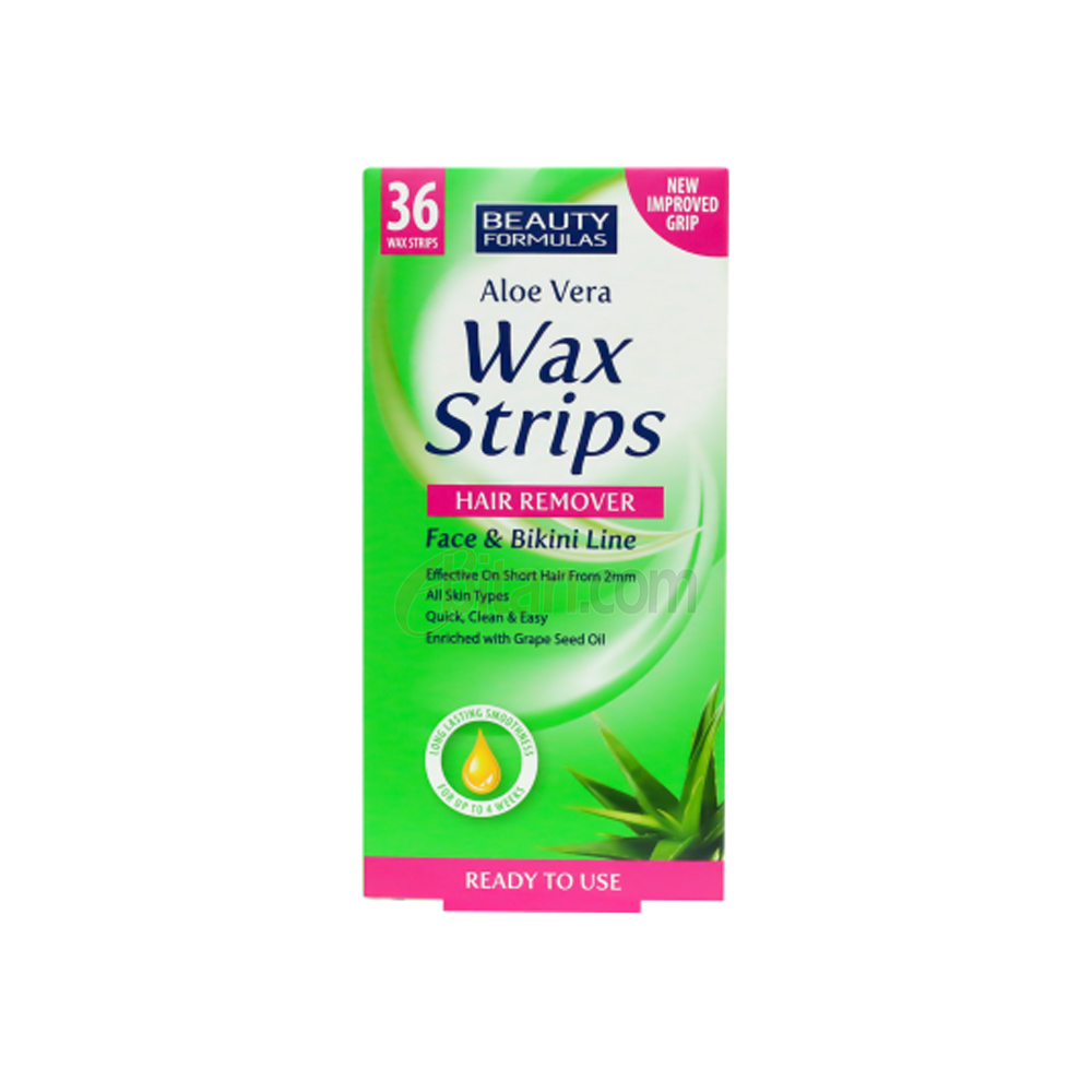 Beauty Formulas Aloe Vera Wax Strips x 36 - Face & Bikini Line Hair Removal Beauty Formulas Aloe Vera Wax Strips x 36 - Face & Bikini Line Hair Removal